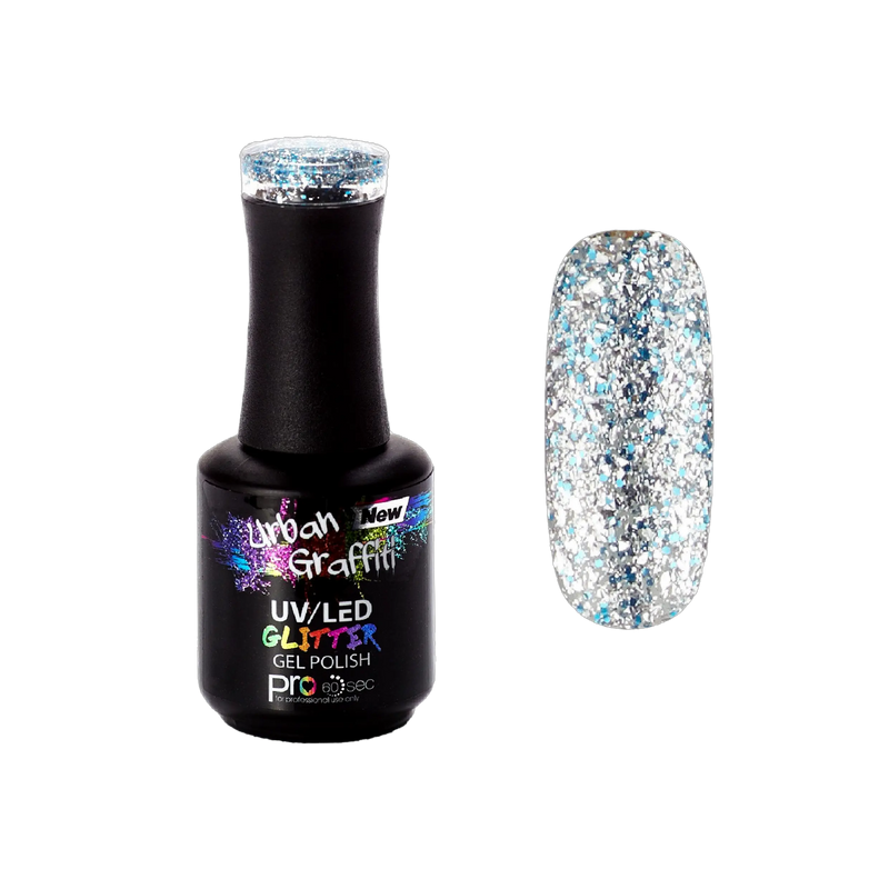 Cinders Tofflor - UGGP-A0908 Urban Graffiti Silver och Blå Glitterlack 15ml