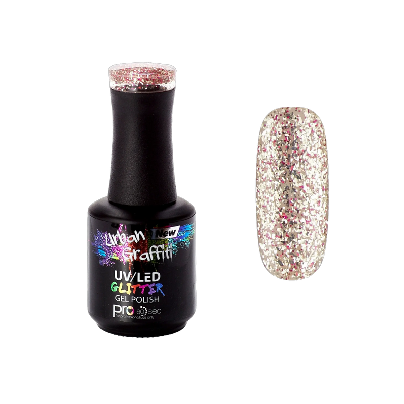 Cosmic Love - UGGP-A0916 Urban Graffiti Guld och Röd Glitter Gel Nagellack 15ml