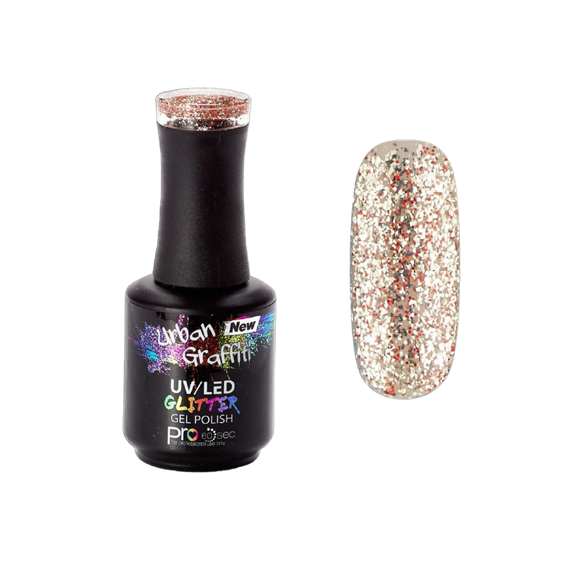 Tinsel Town - UGGP-A0913 Urban Graffiti Guld och Röd Glitter Gel Nagellack 15ml